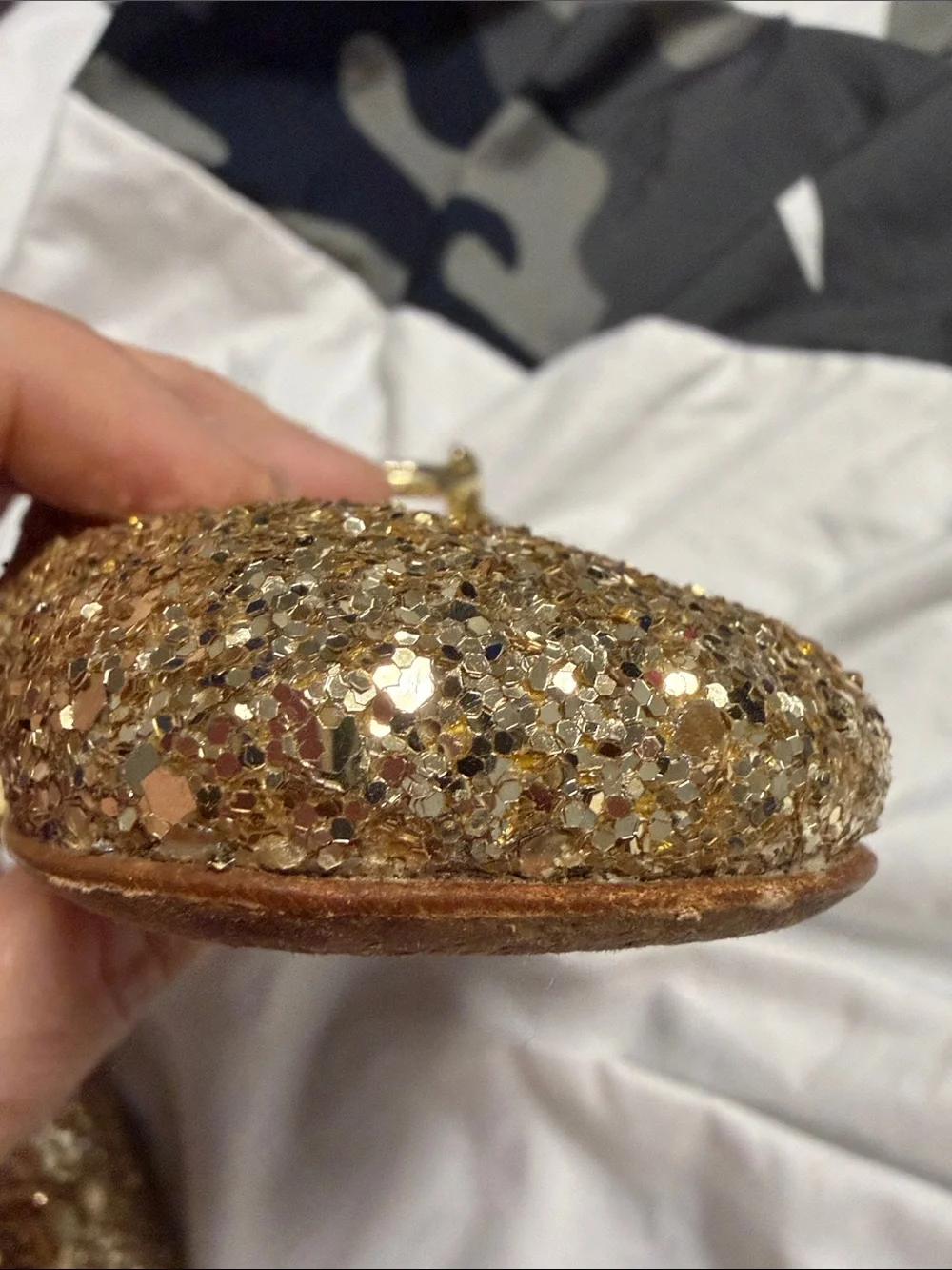 kate spade Gold Glitter Chain-Trim Mules